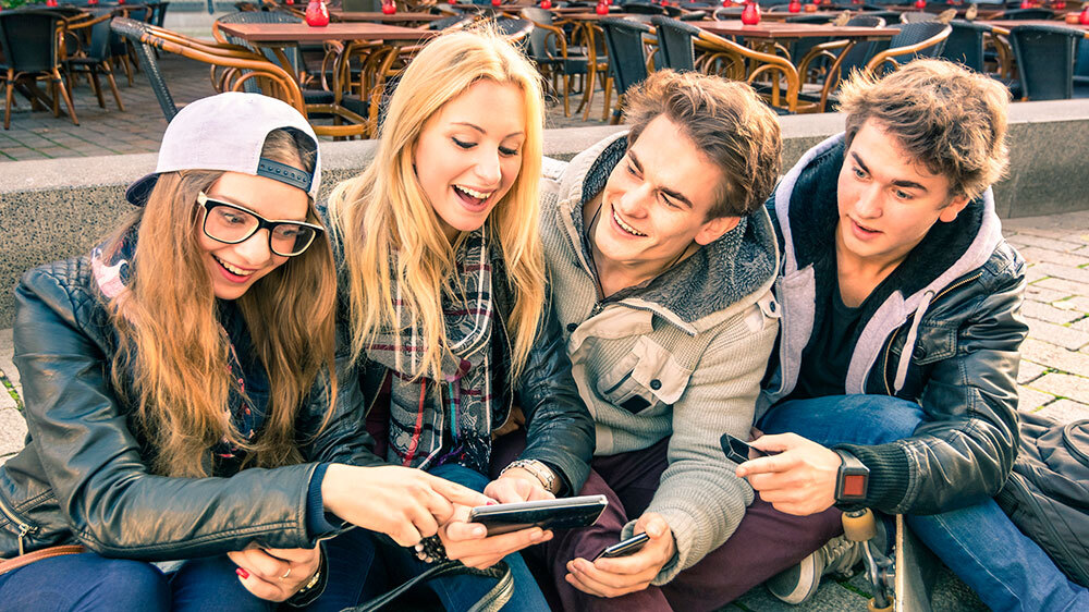Group of youth witht smartphones Group of youth witht smartphones